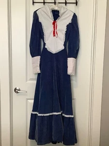 Vintage Hand Made 70er Prärie Kleid blau weiß Landhaus Korsett Folklore - Bild 1 von 13