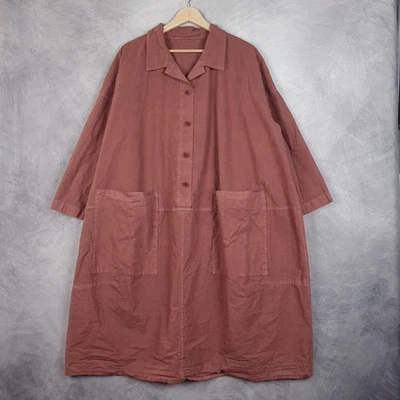 Album di Famiglia Dress Women Large Rust Pink Poplin Shirt Dress Oversized Italy - Image 1 of 4