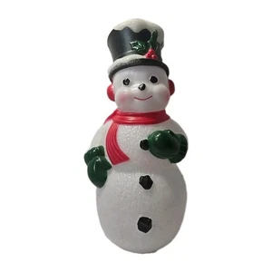 Snow Man Blow Mold Lighted Tested Merry Christmas 11 Inches Great Condition - Picture 1 of 7