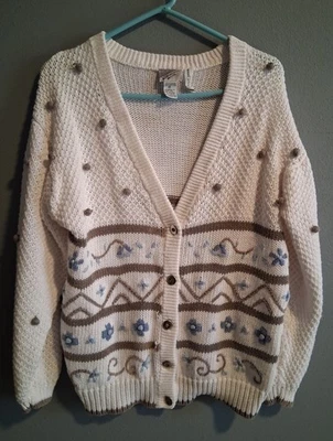 Винтажный женский кардиган большой миниатюрный Coastal бабушка коттеджкор мягкая девочка Fairycore - Изображение 1 из 4