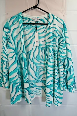 NUEVO Suéter Chico's Cárdigan Abierto Talla XL (3) Colorido Manga 3/4 Envoltura Foto 1 de 4