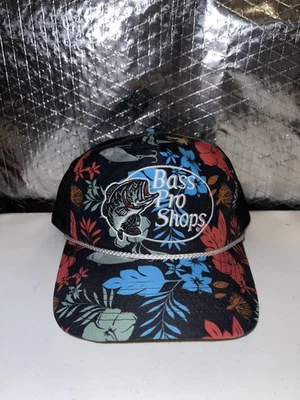 Кепка Bass Pro Shops с застежкой сзади черная цветочная сетка для дальнобойщиков рыбалки на открытом воздухе мужская - Изображение 1 из 4