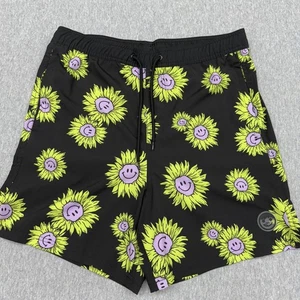 Neff Shorts Smiley Faces Inside Sunflowers Drawstring Pockets Men's Size L - Picture 1 of 13
