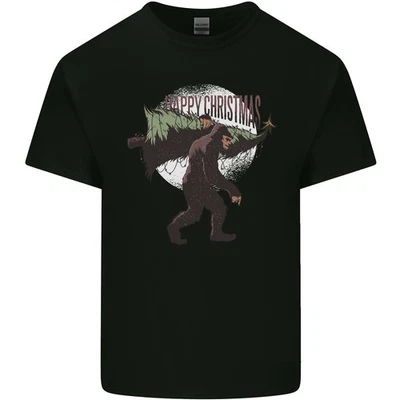 Christmas Bigfoot With an Xmas Tree Kids T-Shirt Childrens - Image 1 of 2