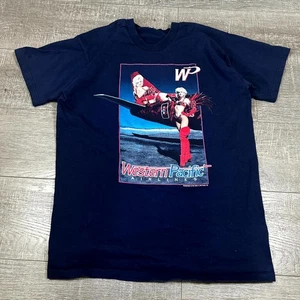 VTG Western Pacific Airlines T-Shirt Men’s Blue Las Vegas Showgirl Stardust" 737 - Picture 1 of 5