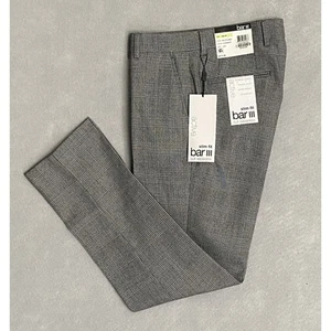 Bar III Men's 30x30 Suit Pants Slim Fit Stretch Black/White Plaid NEW - Picture 1 of 11