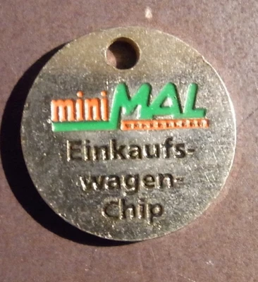 Marke Chip Einkaufswagenchip miniMal 25 Jahre (jetzt Rewe) Supermarkt selten - Bild 1 von 2
