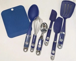 Set Of 7 KitchenAid Purple Blue Silicone Chrome Kitchen Tool Set - Picture 1 of 15