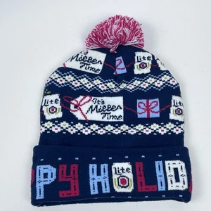 Miller High Life Beer Happy Holidays Knit Pom Pom Beanie OS; Miller Time - Picture 1 of 8