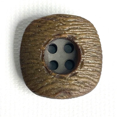 VTG Plastic Bark Textured Pattern 1" Coat Buttons Set of 5 Brown Olive Green - Image 1 of 4