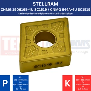 8 x STELLRAM CNMG 190616E-4U SC1519 für Stahl & Guss !NEU, mit Rechnung! - Picture 1 of 3