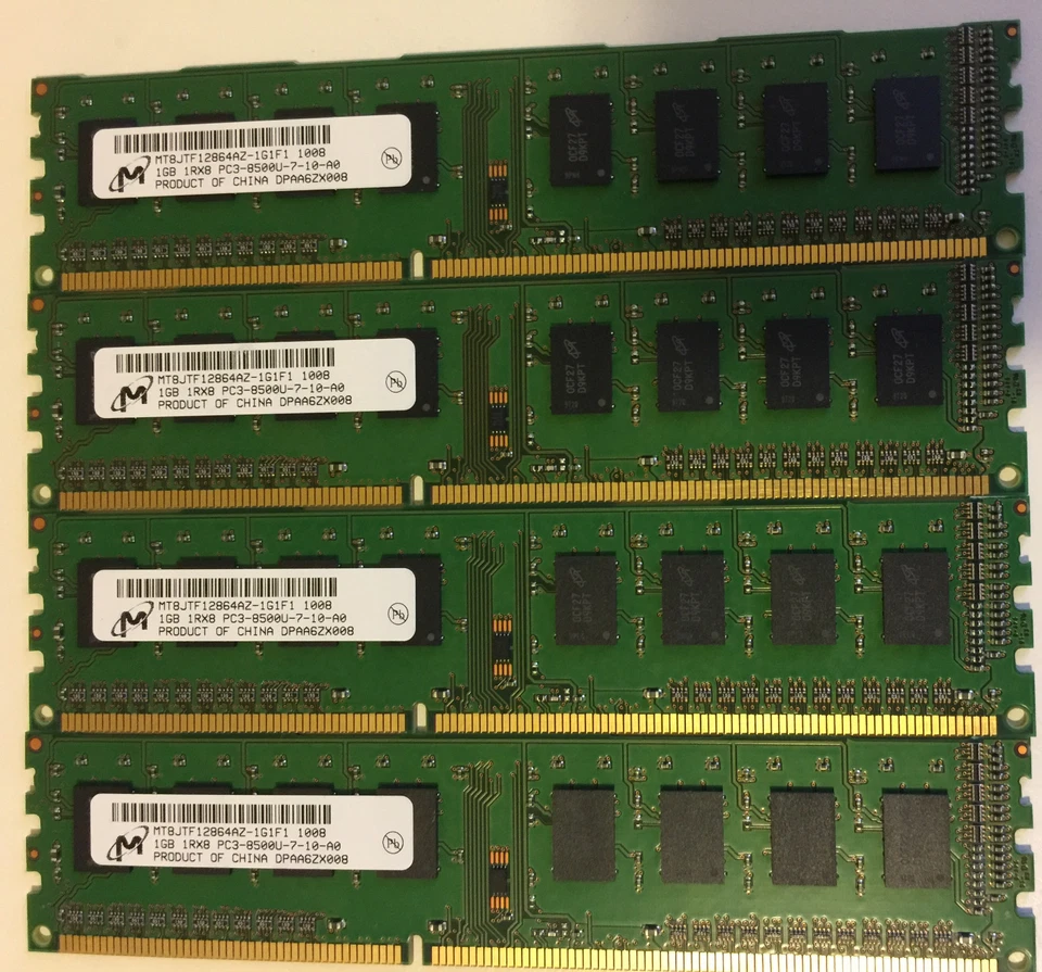 4GB (4X 1GB) DDR3 PC3-8500U (MICRON MT8JTF12864AZ-1G1F1) Desktop DIMM - Image 1 of 1
