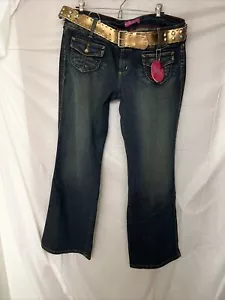 NUEVO CON ETIQUETAS GLO Jeans Junior Talla 13 Azul Flage Cintura Baja Elastizado Cremallera - Imagen 1 de 8
