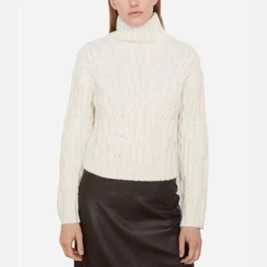 VINCE Women's Interlaced Cable Turtleneck Sweater Alpaca Merino Wool - Picture 1 of 7