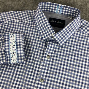 Robert Graham Hemd mit Knopfleiste 2XL blau kariert Flip Cuff Langarm Tailored Fit - Bild 1 von 14