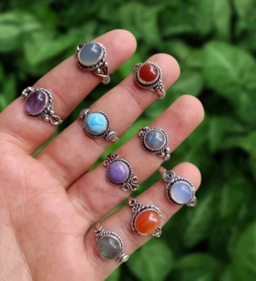 Compra Larimar y Mezcla de Piedras Preciosas 5 PIEZAS Anillos Chapados en Plata 925 Venta al por mayor Lote Joyería Foto 1 de 4