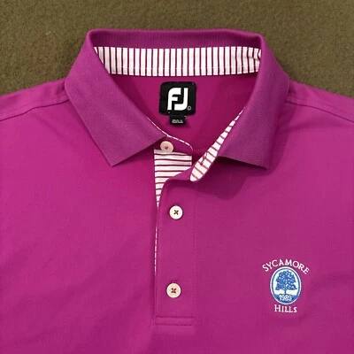 FOOTJOY FJ Mens Fuchsia Purple Lisle Performance Golf Polo Shirt Large - Image 1 of 4