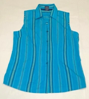 Women's Sleeveless Buttoned Down Collar Neck Blouse: S-L - Image 1 of 2