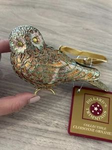 2007 Dillards Passamaneria Cloisonne Gufo Ornamento con Inserto Occhi Natale Vintage - Foto 1 di 4