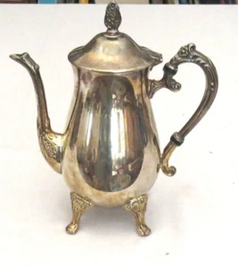 Q V 10 inch Coffee Pot E P Brass Lead Mount Silver Plated - Picture 1 of 6