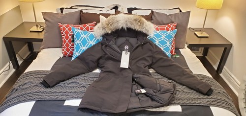 NUOVO PARKA GIACCA DONNA GRIGIO ETICHETTA EDIZIONE BLACK CANADA GOOSE VICTORIA "LARGE"