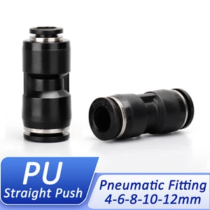 Equal Straight Connector Pneumatic Push-In Fitting For Air. Sizes 4 6 8 10 12mm - Picture 1 of 14