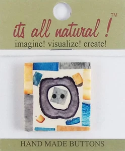 Botones de hueso natural hechos a mano - multicolor 37x37 mm diseño técnico de Millefiory - Imagen 1 de 4