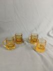 Set Of 4 Federal Glass Amber Beer Mug Shot Glasses