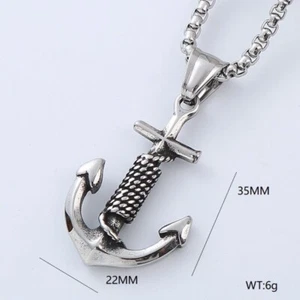 Mens Nautical Anchor Pendant for Necklace Chains Silver Coated Stainless Steel - Picture 1 of 4