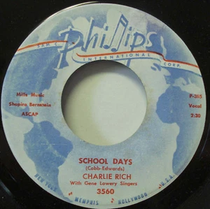 CHARLIE RICH "School Days" 45rpm Record  In Canada - Picture 1 of 2