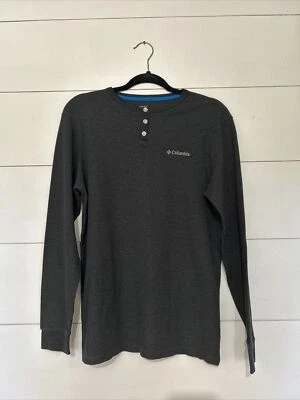 Camisa masculina manga longa texturizada waffle cinza escuro Columbia tamanho M - Imagem 1 de 4