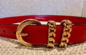 Cinturón de cuero rojo Paloma Picasso de colección, hecho en Italia, talla S/70 - Imagen 1 de 6