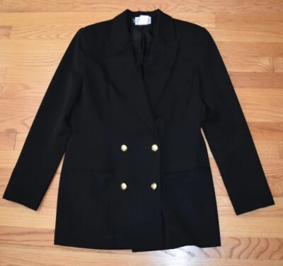 Chaqueta Blazer De Colección Hugo Buscati Negra Lana Tono Dorado Botones Doble Pecho 4 Foto 1 de 4