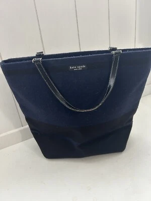 Bolso de mano Kate Spade vintage de lana azul marino/negro Foto 1 de 4