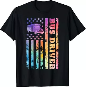 School Bus Driver 4th of July American Flag Back to School Gift Unisex T-Shirt - Picture 1 of 3