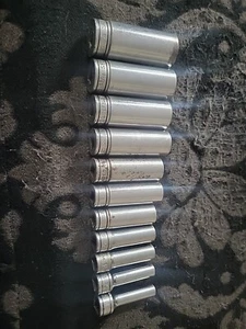 Snap-on 11pc 3/8" Drive SAE 6pt Deep Chrome Standard Socket Set Deepwell - Picture 1 of 10