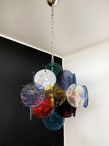 Vintage Italian Murano chandelier - 36 multicolored disks - Picture 1 of 21