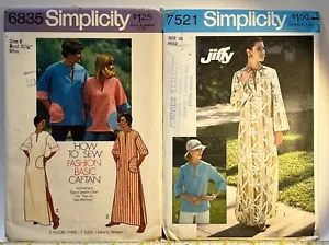 1970s Vintage Simplicity Pattern CAFTANS 6835 + 7521 Sizes 8 + 10 Bust 31.5-32.5 - Picture 1 of 7