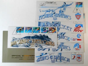 1992 Winter Olympics Sc 2611-15 2615a official USPS athletes signed - limited - Picture 1 of 10