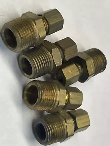 5 Connector Union 1/4" Compression Tube X 3/8" NPT Size Plumbing Adapter Fitting - Picture 1 of 4