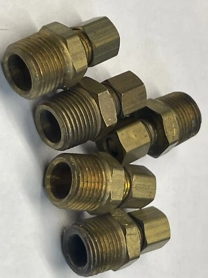 5 Connector Union 1/4" Compression Tube X 3/8" NPT Size Plumbing Adapter Fitting - Image 1 of 4