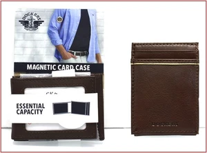 DOCKERS Men's LEATHER Magnetic CARD CASE Wallet - 6 Slots ID Photo BROWN 🌟NEW🌟 - Picture 1 of 10