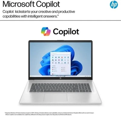 HP 17.3" Full HD Laptop AMD Ryzen 5 7520U- 8GB Memory 512GB SSD Natural Silver - Image 1 of 4