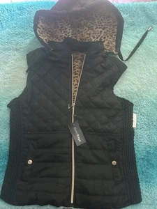 NEW Outer Edge Faux Fur Lined Quilted Vest With Removable Hood Womens S -SEE DTL - Picture 1 of 5