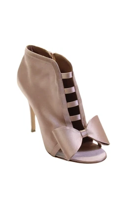 Botas al tobillo Laurence Dacade para mujer satinadas con lazo delantero punta abierta rosa talla 38 8 Foto 1 de 4