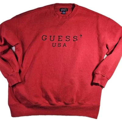 Vintage Sweatshirt, Guess Jeans U.S.A., Red, Size 2XL Guess Classic - Image 1 of 4