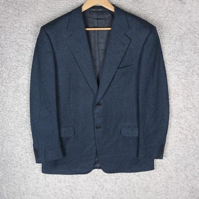 CORNELIANI MEN'S WOOL BLAZER size 54 / L LA BLUE HERRINGBONE ITALY JACKET CASUAL - Image 1 of 4