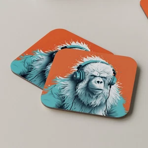 Yeti Coaster Drinks Tea Coffee Music Headphones DJ Music Funny Headphones - Picture 1 of 3
