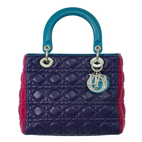 Christian Dior Lady Dior borsa a mano in pelle cannage multicolore argento