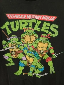Teenage Mutant Ninja Turtles TMNT Black Graphic Print Tee Shirt, Youth Large - Picture 1 of 4